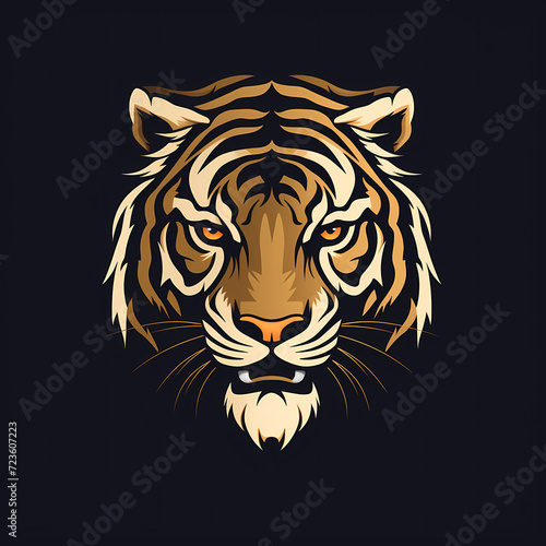 Tiger Minimal Line Art Logo on a Black Background © Jameel