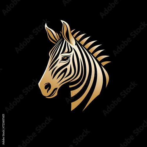 Zebra Minimal Line Art Logo on a Black Background