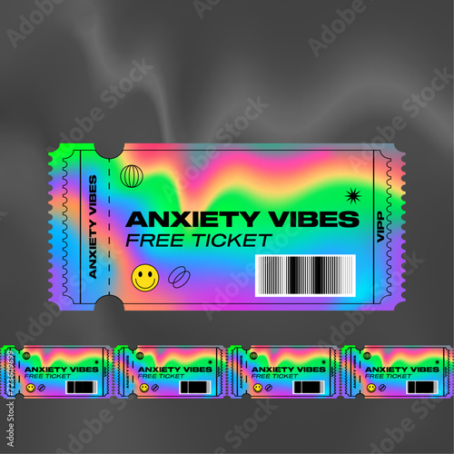 colorful vector holographic ticket template