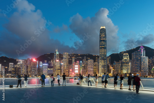 Night scenery of Skyline of Victoria harbor of Hong Kong city