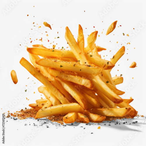 Fry. Falling french fries, potato fry on transparency background PNG
