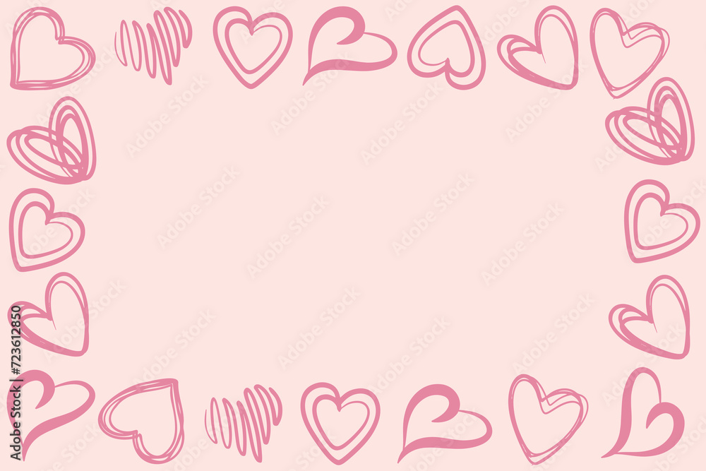 Modern abstract background with pink hearts. Vector illustration on a pink background.