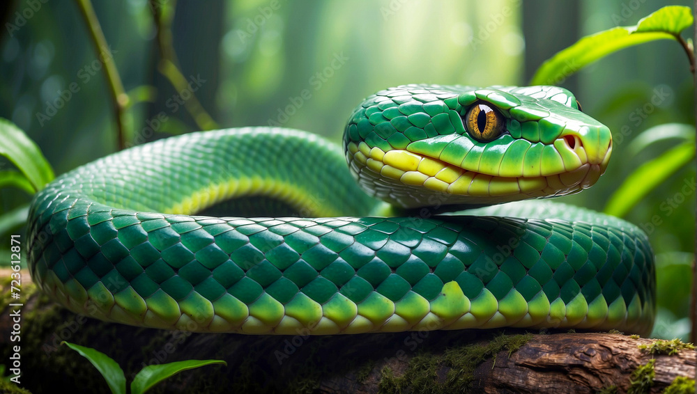 green snake on a tree green snake on a tree