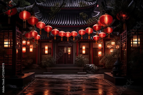 Wallpaper Mural Asian-Inspired Architectural Setting with Traditional Decorations Torontodigital.ca