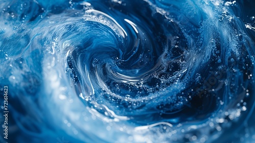 An abstract oceanic swirl in shades of sapphire designed to mesmerize and captivate