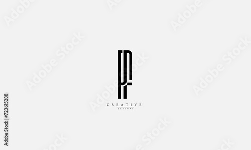 Alphabet letters Initials Monogram logo PF FP P F