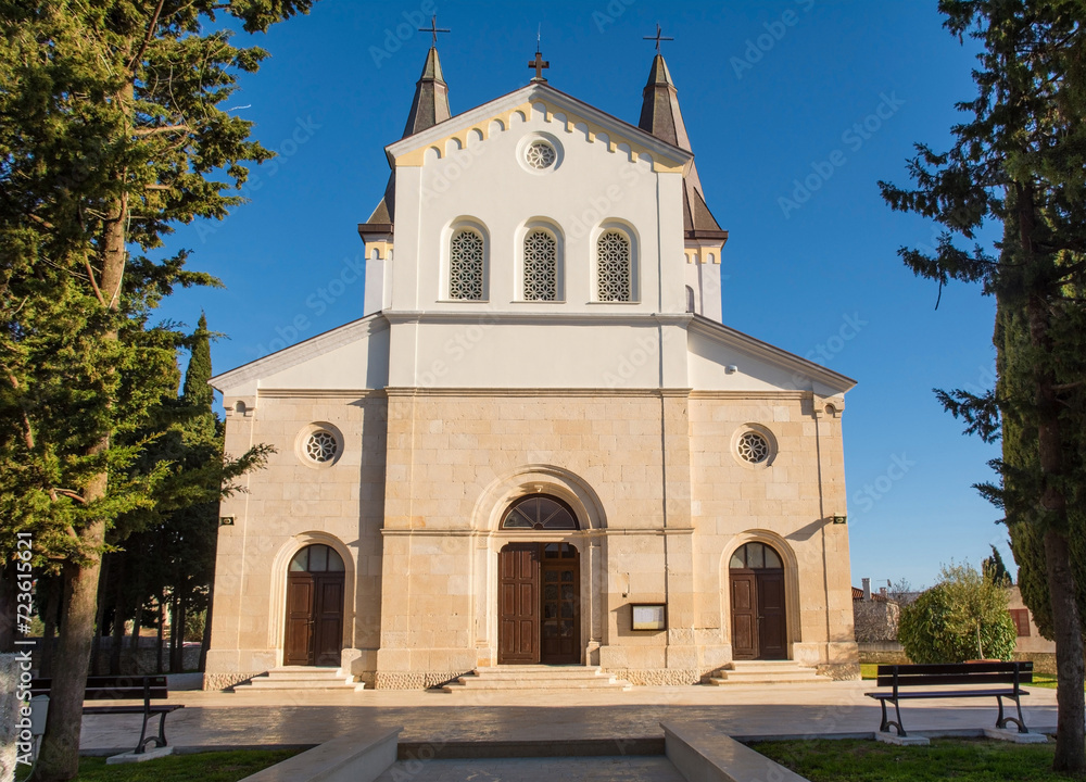 Fototapeta premium The Roman Catholic Church of St Agnes in Medulin in Istria, north west Croatia. Known as Crkva Sv Agneza in Croatian