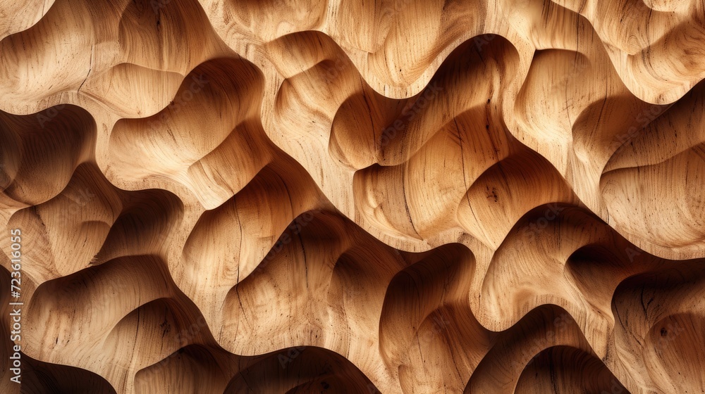 Capture the essence of craftsmanship with a woodworking wall surface featuring an artistic structure design, ideal for backgrounds, Ai Generated.
