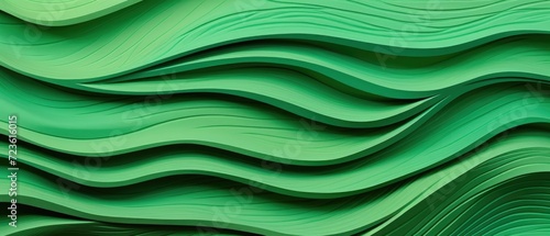 Detailed and striking, an abstract closeup of organic neon green wooden waving waves on a wall, Ai Generated.