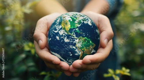 The Earth cradled in caring hands, a powerful reminder to save our precious planet, Ai Generated
