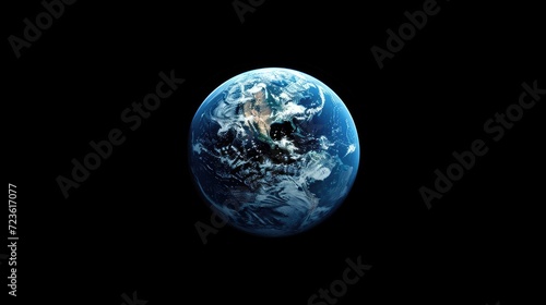 A vivid blue planet Earth stands out against the inky blackness of space, Ai Generated.