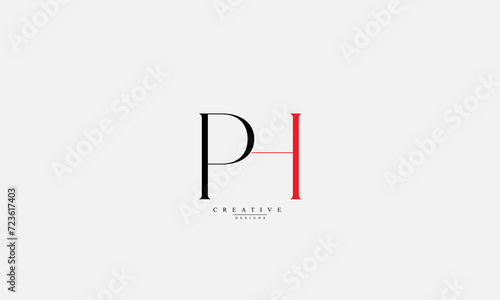 Alphabet letters Initials Monogram logo PH HP P H