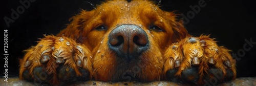 Studio Portrait Brown Dog Paws Against, Desktop Wallpaper Backgrounds, Background HD For Designer © PicTCoral