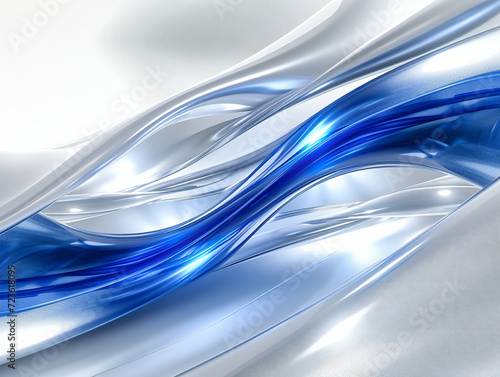 Blue Wave Abstraction: Modern Motion and Light Illustration, Futuristic Graphic Design with Smooth Lines and Bright Colors