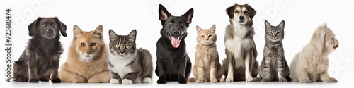 Group of Cats and Dogs on White Background © DanielMendler