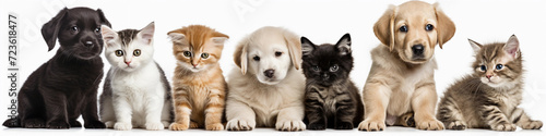 Group of Puppies and Kittens Isolated on White Background © DanielMendler