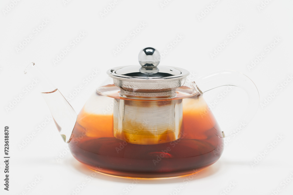 black tea is brewed in a teapot