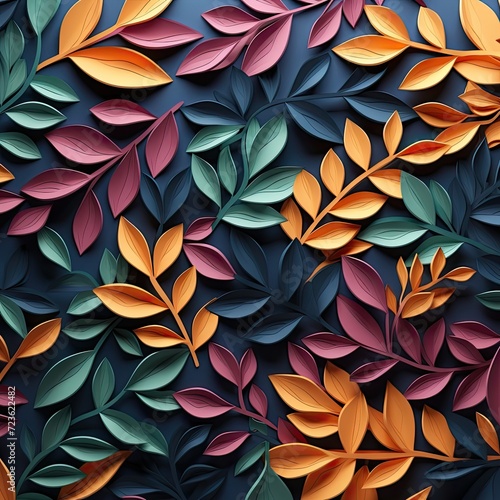 Wallpaper Mural Fall Leaves Pattern - Colorful Autumn Leaves on a Blue Background Torontodigital.ca