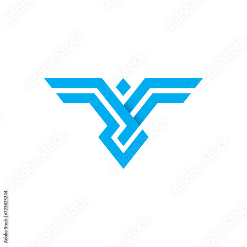 Monogram letter V  bird logo design vector