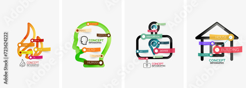 Set of infographics with line design icons. Vector illustration For Wallpaper, Banner, Background, Card, Book Illustration, landing page