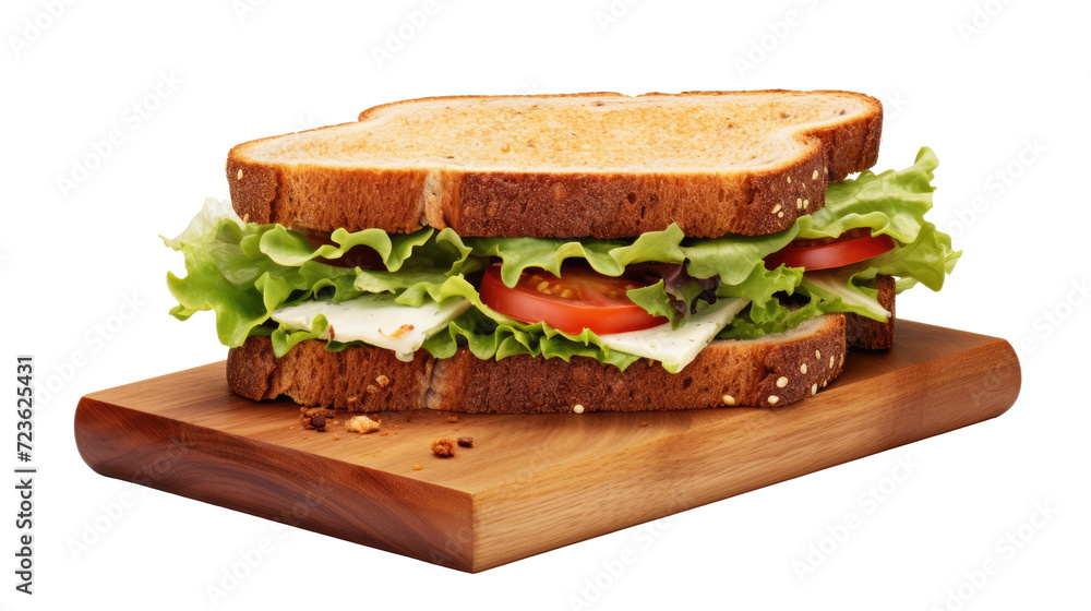 Sandwich on white isolated on clear png background and transparent background. food drink and dessert concept for cafe and restaurent, AI generative. Sandwich on white isolated on clear png background and transparent background. food drink and dessert concept for cafe and restaurent, AI generative.