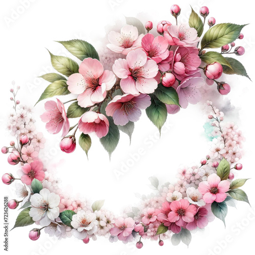 Spring Cherry Blossom Watercolor - Clear Isolated Design © Nenjarma