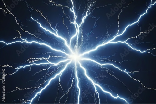 A blue electric thunder sparks in plain white background from Generative AI