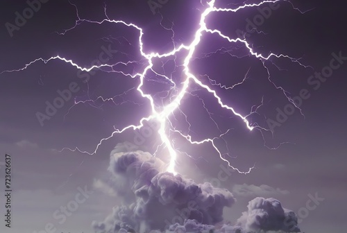 A purple electric thunder sparks in plain white background from Generative AI