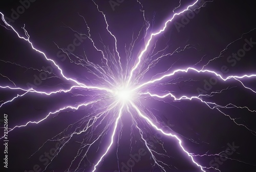 A purple electric thunder sparks in plain white background from Generative AI