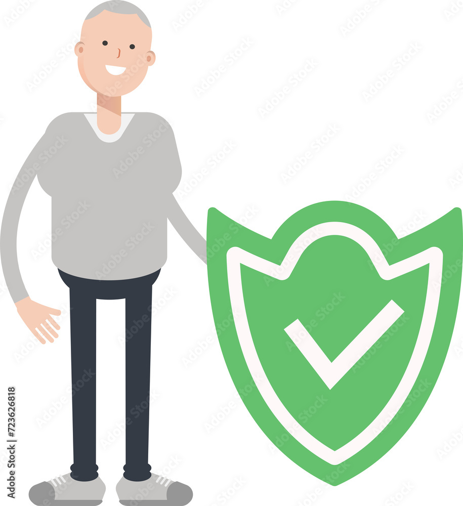 Man Character and Check Mark Shield
Man Character and Check Mark Shield
