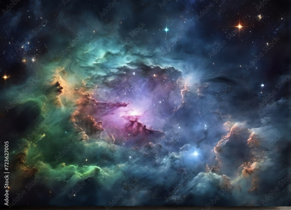 Colorful space galaxy cloud nebula and Stary night cosmos in Universe science astronomy background wallpaper from Generative AI Colorful space galaxy cloud nebula and Stary night cosmos in Universe science astronomy background wallpaper from Generative AI