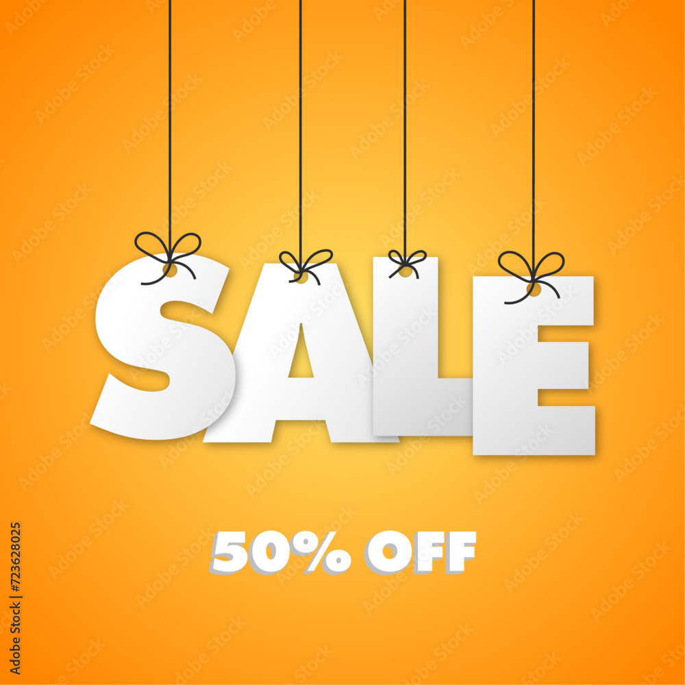 Fototapeta premium Fifty percent off sale special offer promotion yellow 