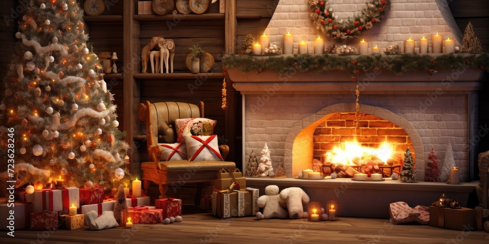 Festive interior for Christmas and New Year celebrations.