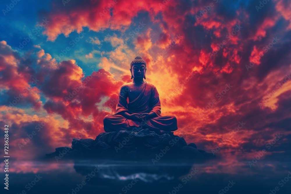 buddha in the clouds - obrazy, fototapety, plakaty 