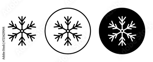 Snow icon set. christmas snowflake crystal vector symbol in a black filled and outlined style. Frozen cold ice sign. photo