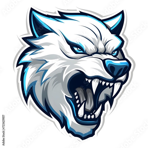 Very cool white wolf mascot esport logo vector illustration