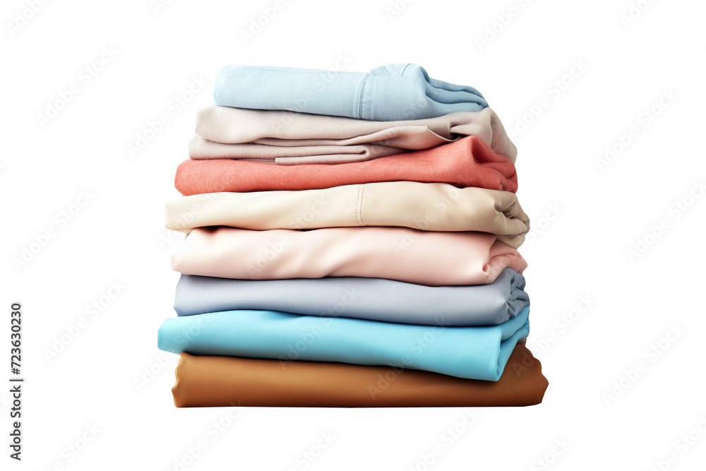 Stack of clothes isolated on transparent background. Generative ai. Stack of clothes isolated on transparent background. Generative ai.