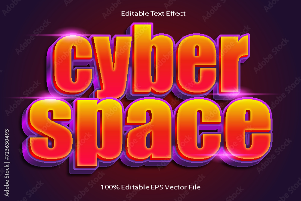 Cyber Space Editable Text Effect Emboss Cartoon Gradient Style