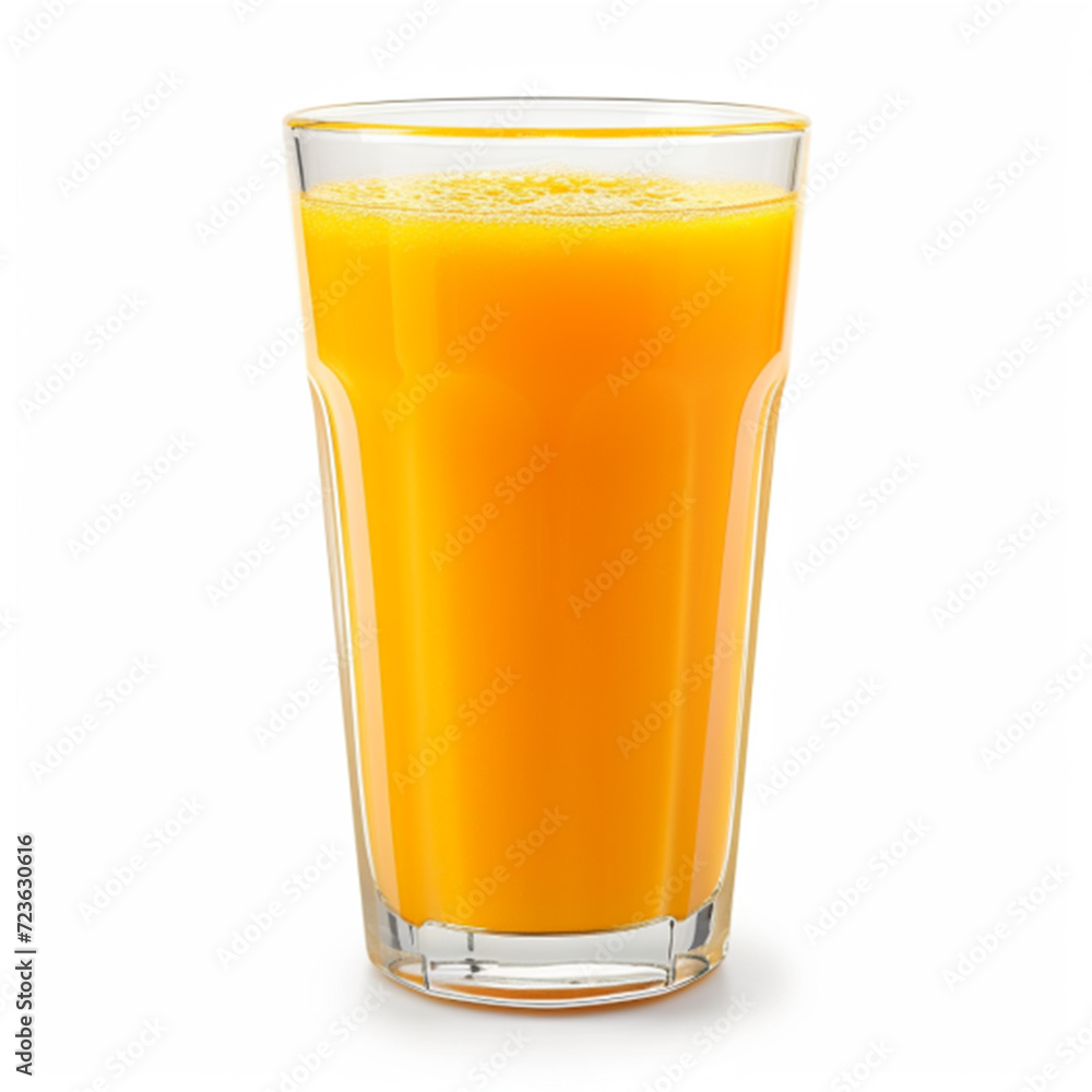 Orange juice glass, isolated on white background ai technology Orange juice glass, isolated on white background ai technology