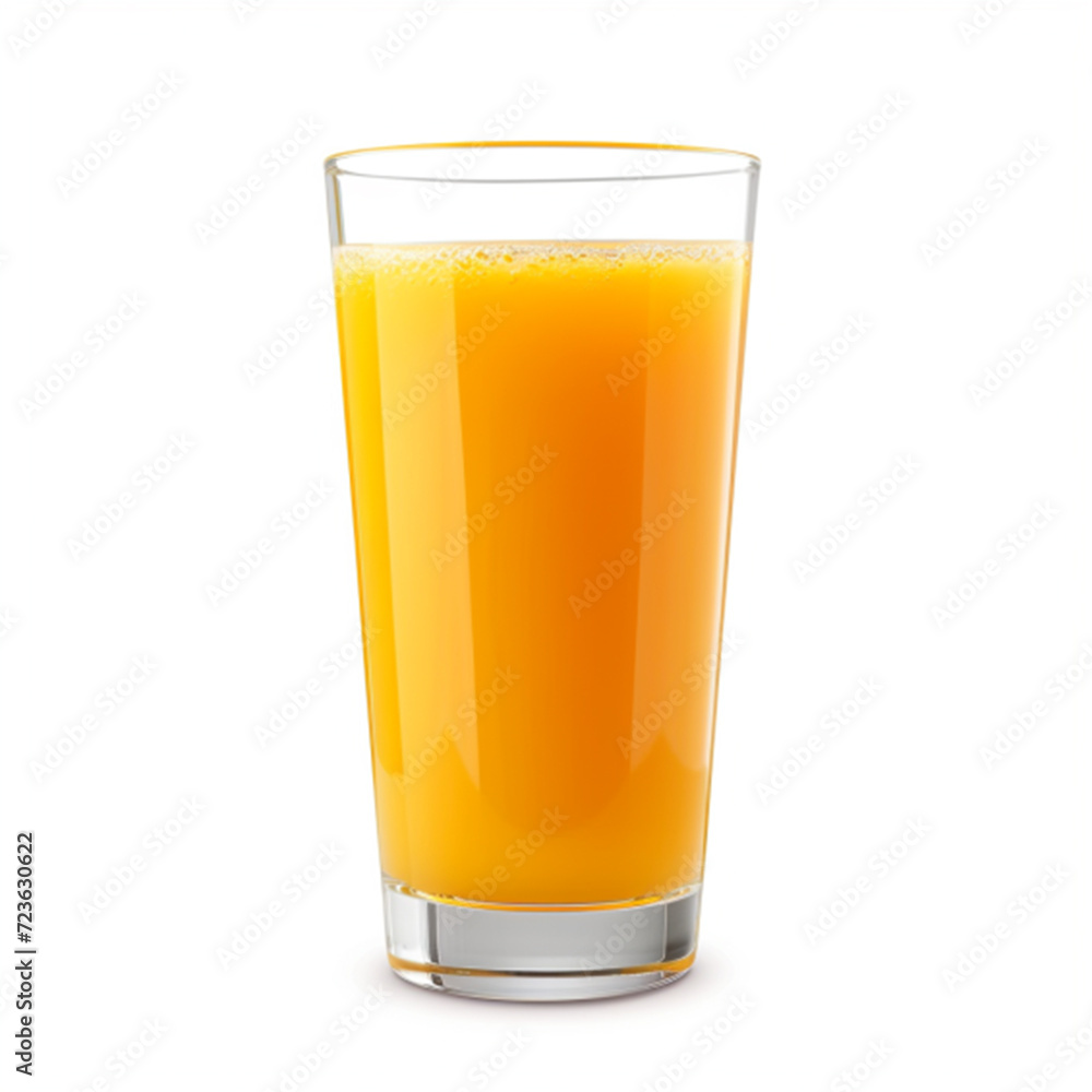Orange juice glass, isolated on white background ai technology Orange juice glass, isolated on white background ai technology