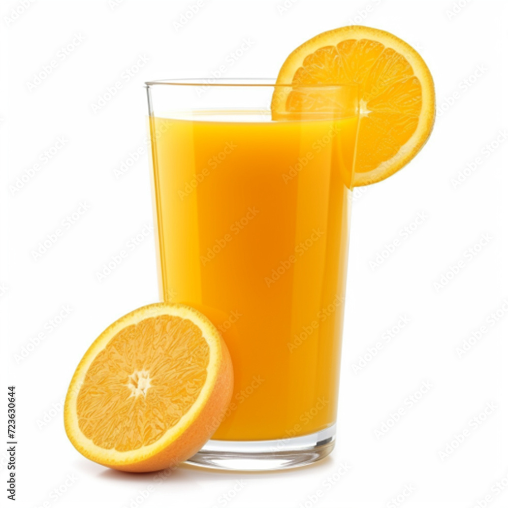 Orange juice glass, isolated on white background ai technology Orange juice glass, isolated on white background ai technology