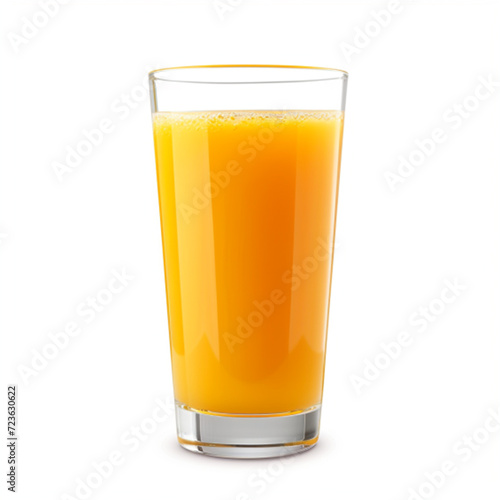Orange juice glass, isolated on white background ai technology