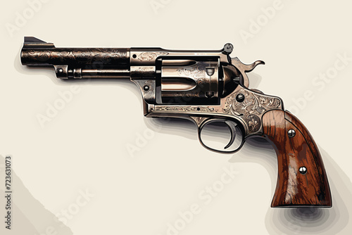 Nagant revolver from WWII on white background