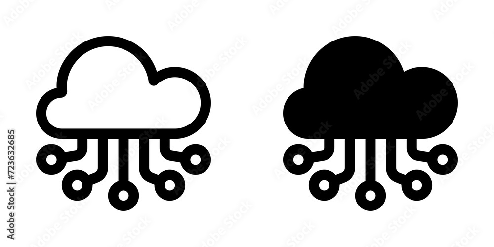 Editable cloud network, computing vector icon. AI technology, artificial intelligence, computer. Part of a big icon set family. Perfect for web and app interfaces, presentations, infographics, etc Editable cloud network, computing vector icon. AI technology, artificial intelligence, computer. Part of a big icon set family. Perfect for web and app interfaces, presentations, infographics, etc