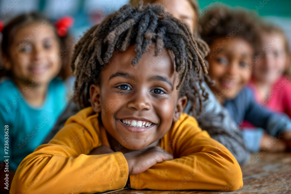 Joyful Boy with Group of Friends. Generative AI Joyful Boy with Group of Friends. Generative AI