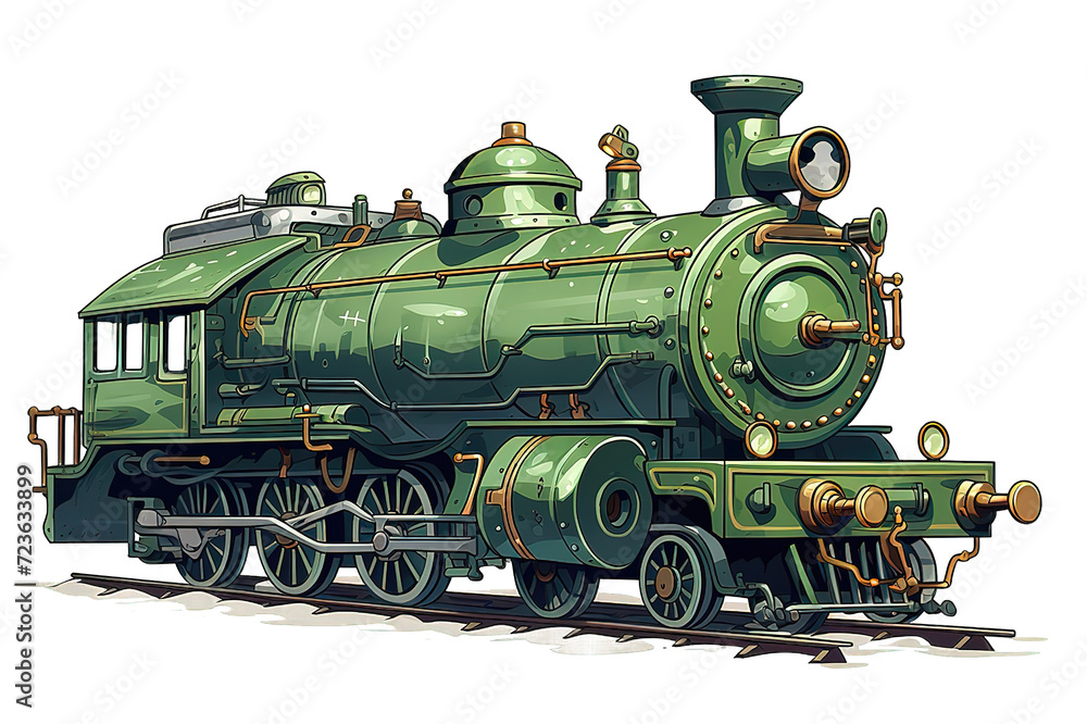 Naklejka premium Vintage old locomotive train isolated on PNG Background. Generative Ai.