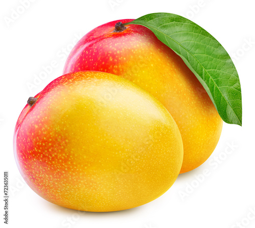 Ripe mango fruit slice isolated
