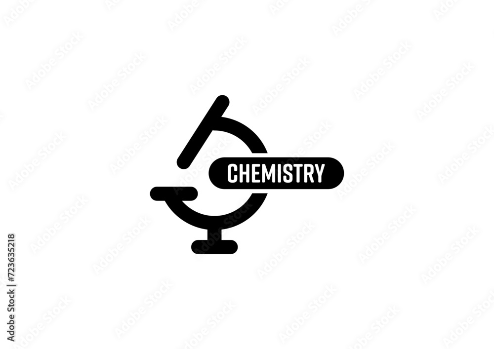 microscope symbol and chemistry word microscope symbol and chemistry word