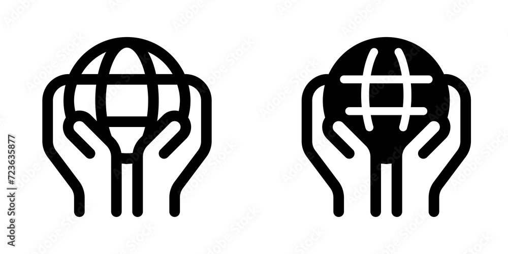 Editable hand holding earth, environment care, save the earth vector icon. Ecology, eco-friendly. Part of a big icon set family. Perfect for web and app interfaces, presentations, infographics, etc Editable hand holding earth, environment care, save the earth vector icon. Ecology, eco-friendly. Part of a big icon set family. Perfect for web and app interfaces, presentations, infographics, etc