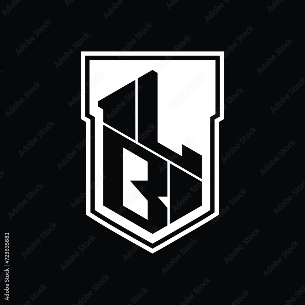LB Logo monogram hexagon geometric up and down inside shield isolated style design template LB Logo monogram hexagon geometric up and down inside shield isolated style design template